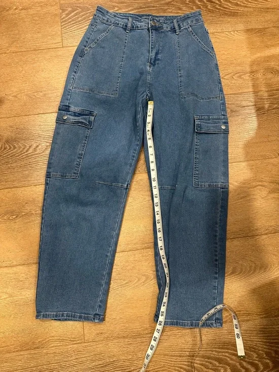 Blue Denim Cargo Barrel Jeans - Picture 4 of 6